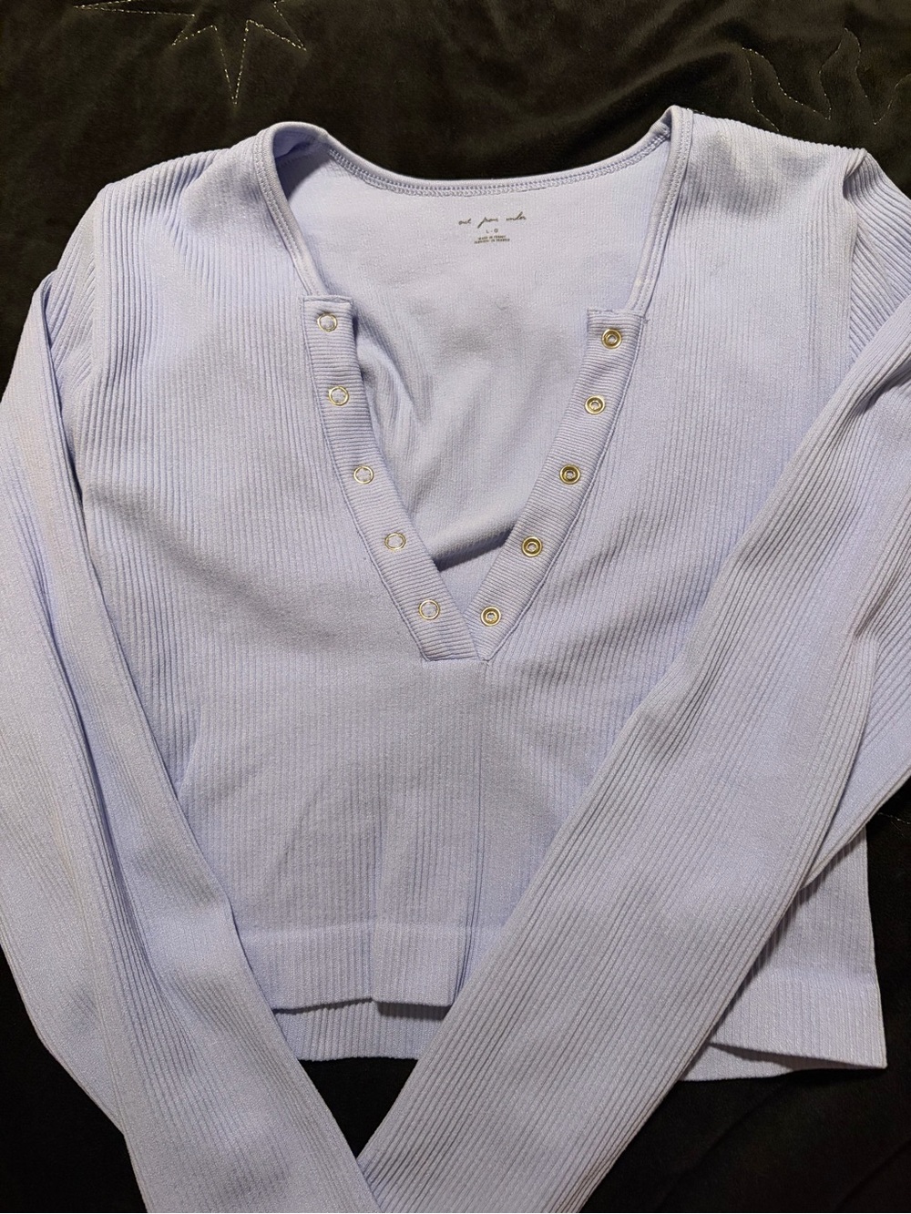 Urban Outfitters Lilac Ribbed V-Neck Sweater with Snap Accents
